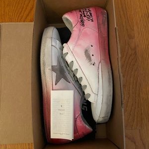 NIB Golden Goose Superstar Pink Spray Sneakers